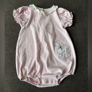 Dondolo Pink Baby Romper with Poodle Embroidery